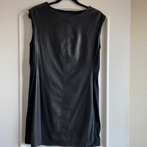 Black BCBG dress, leather-pleather